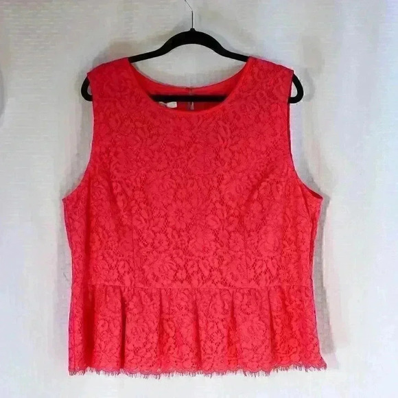 NWT RSVP by Talbots Size 18 pink sleeveless lace ruffle bottom blouse - Picture 1 of 15